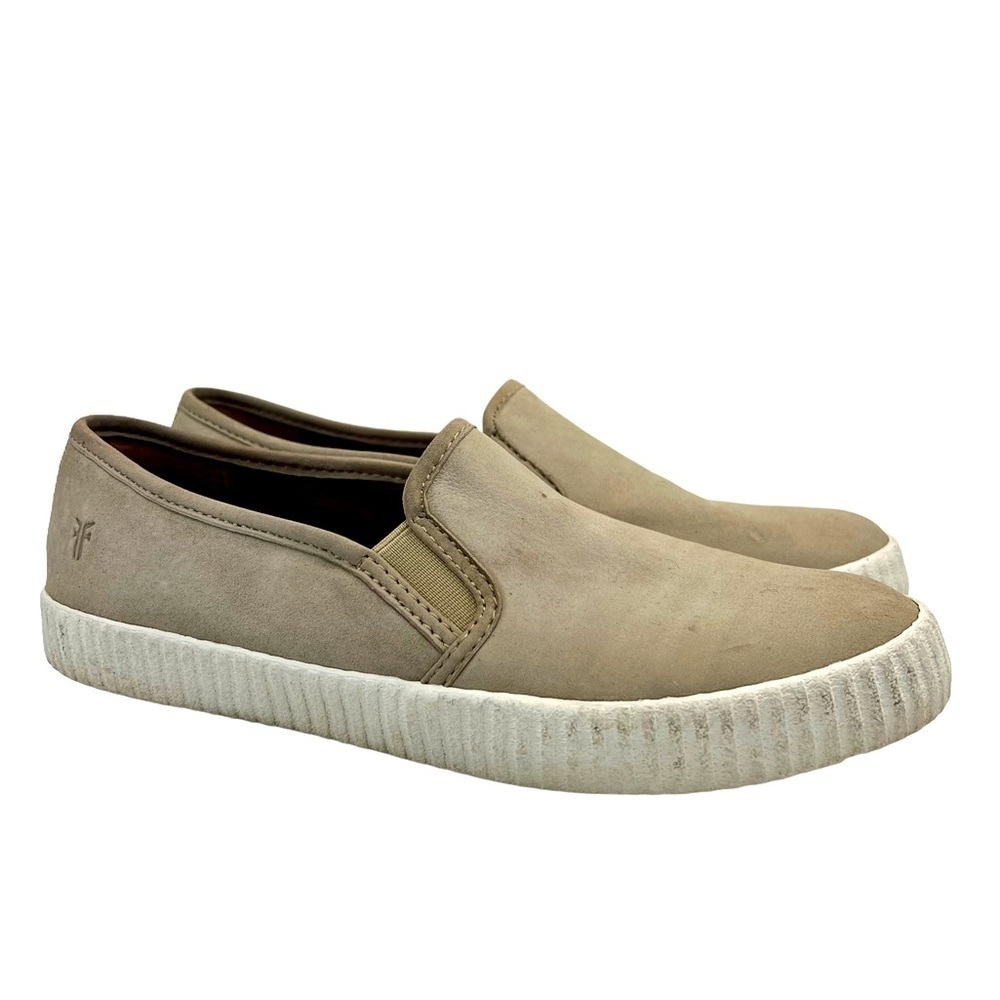 Frye Women's Faw Suede Casual Beige Slip On Sneakers